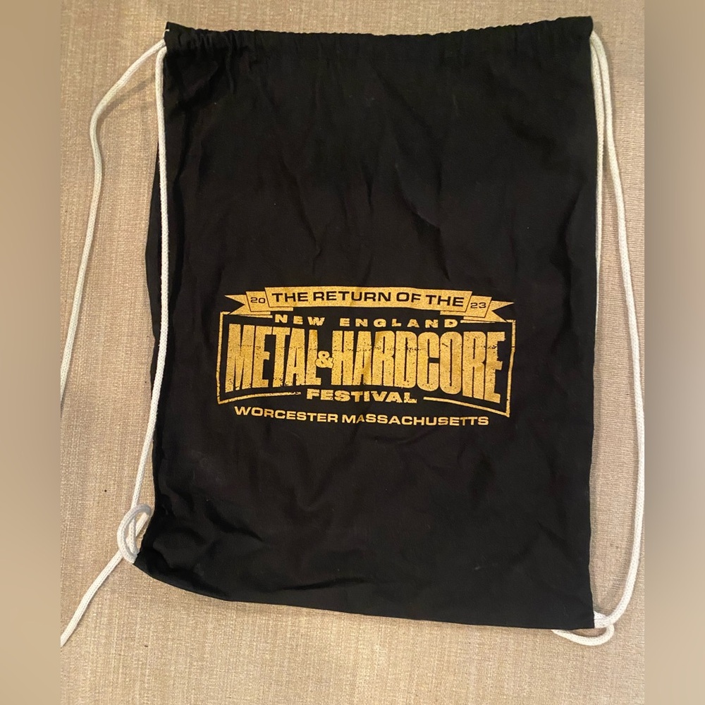 Black Drawstring Bag 2023 New England Metal and Hardcore Fest